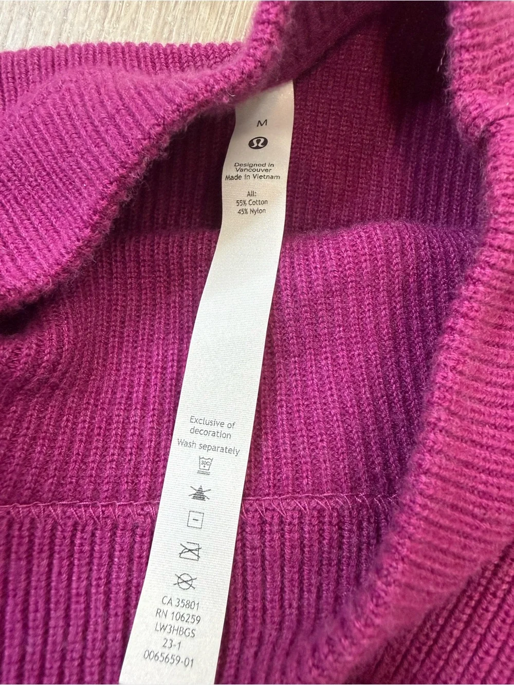 Lululemon Cotton-Blend Mock Neck Sweater in Heathered Wild Berry Medium